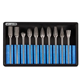 Luo ke 10 Pcs Ø6 x 2.35 mm Aluminum Cutting Burr, 3/32 Inch Shank Carbide Burr Bits For Rotary Tool Include Dremel