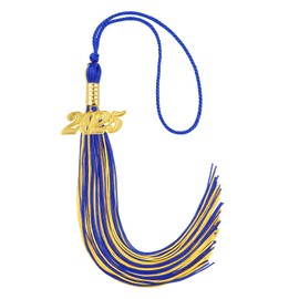 2025 Graduation Tassel, Graduation Cap Tassel, Tassels for Graduation Cap 2025, 2025 Blue Gold Tassel With 2025 Year Gold Date Charms, Tassel Charms for Graduate Hat, Graduation Ceremonies Accessories