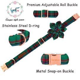 Unique style paws Dog Collar with Flower Tie Christmas Dog Collar for Small Medium Large Dogs with Adjustable Metal Buckle -S
