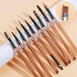 9PCS 네일 브러쉬 아트 디자인 팁 디스플레이 페인팅 도구 UV 젤 DIY 펜 라이너 매니큐어 아크릴 드로잉 9PCS Nail Brush Art Design Tip Display Painting Tool UV Gel DIY Pen Liner Manicure Acrylic Drawing [9pcs Nail Art Brush]