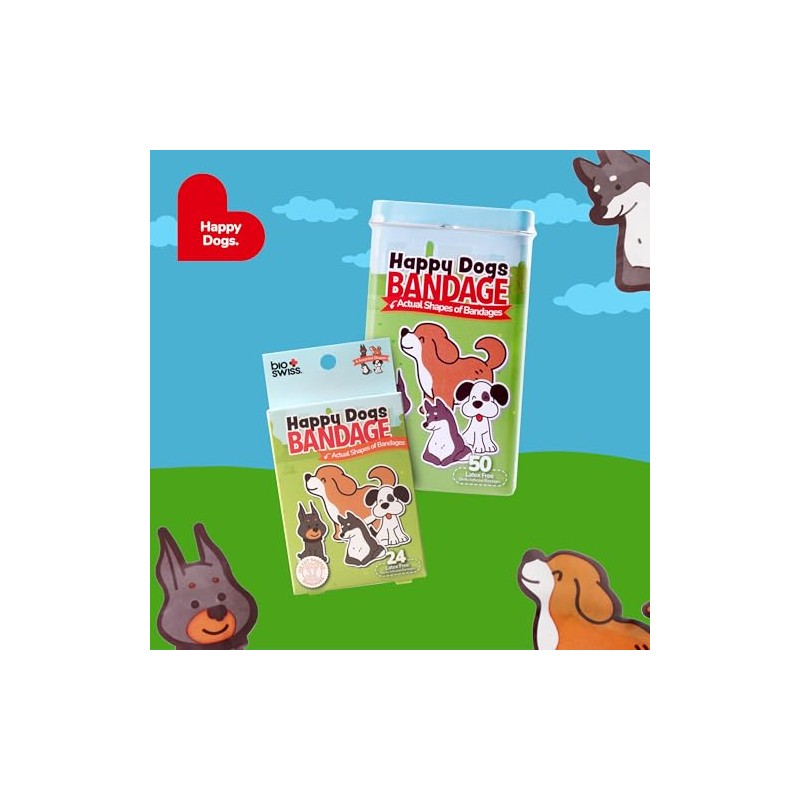 BioSwiss Vendas, vendas autoadhesivas con forma de perro feliz, cuidado