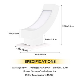 Lustrlach Porch Light Outdoor Wall Sconce White LED Exterior Light Fixture IP54 Waterproof Aluminum Wall Mount Lamp for House Patio Garage Front Door,600LM,3000K