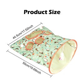 Cat Tunnel Bag for Indoor Cats, Pet Collapsible Tunnel Crinkle Sack Bag with 1 Little Mouse & Toy Ball, Crinkle Paper Interactive Cat Toys Hide and Seek(Green Pattern)