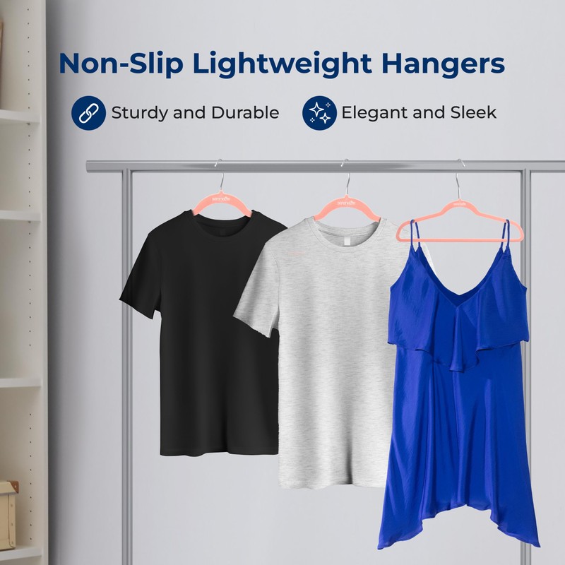 SereneLife 10 Pack Velvet Hangers - Non-Slip with 360° Swivel