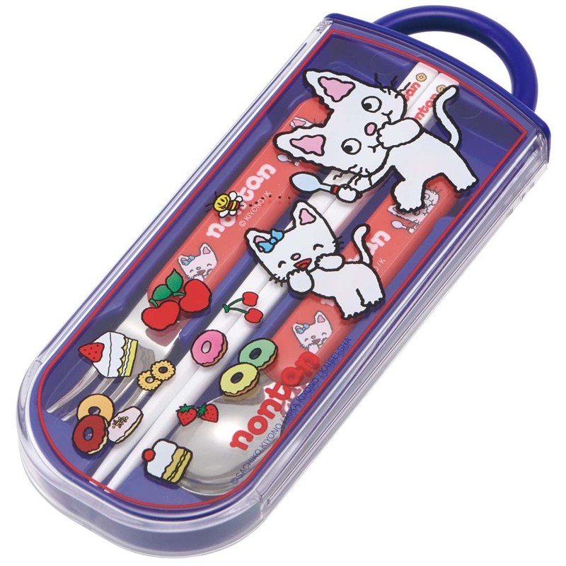Skater TACC2AG-A Children's Antibacterial Trio Set, Chopsticks, Spoon, Fork, Non-Tan,