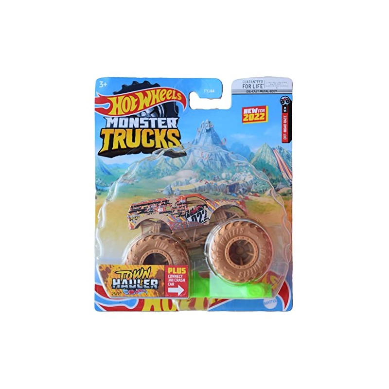 Hot Wheels Monster Trucks Town Hauler, Connect and Crash Car,