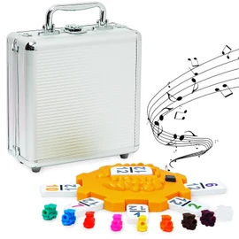 Yinlo Mexican Train Dominoes Set, Double 12 Dominoes Set: Colorful Dot Pips, Real Train Sound Effect Hub, Score Pad and 9 Colorful Trains, 91 Tiles Domino Game Set