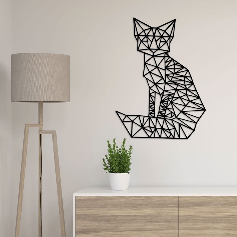 GRAVURZEILE 3D Wooden Origami Decoration Fox Design Modern Wall Decoration