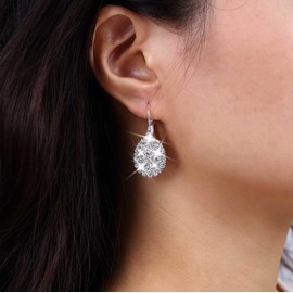 Atentuyi Rhinestone Earrings Silver Crystal Drop Earrings Wedding Diamond Dangle Bridal Earrings Teardrop Cz Earrings Tear Pear Shape Earrings Jewelry for Women and Girls