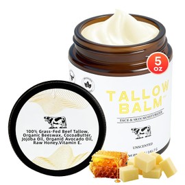 Beef Tallow for Skin, Tallow and Honey Balm, 5 Oz,Tallow Face Moisturizer, Organic Grass Fed Beef Tallow for Face - Sensitive Dry Skin Repair, Deeply Nourishing, Fragrance Free