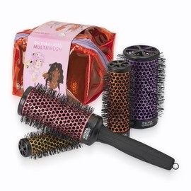 Olivia Garden Multibrush Travel Kit - Round Brush 4-in-1 with Interchangeable Attachments - Sizes 25, 35, 45, 55 - Perfect for Blowouts & Styling on the Go