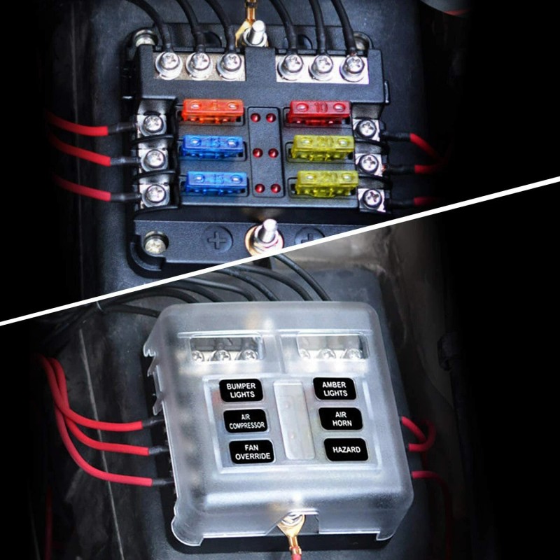 Nilight 6-Way Car Marine Waterproof Fuse Box Block Holder with