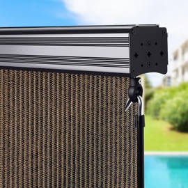 Shade&Beyond Outdoor Premium Roller Shades 8' W x 8' H with Valance, Exterior Roll Up Blinds Shade Cloth for Patio Porch Pergola, Mocha