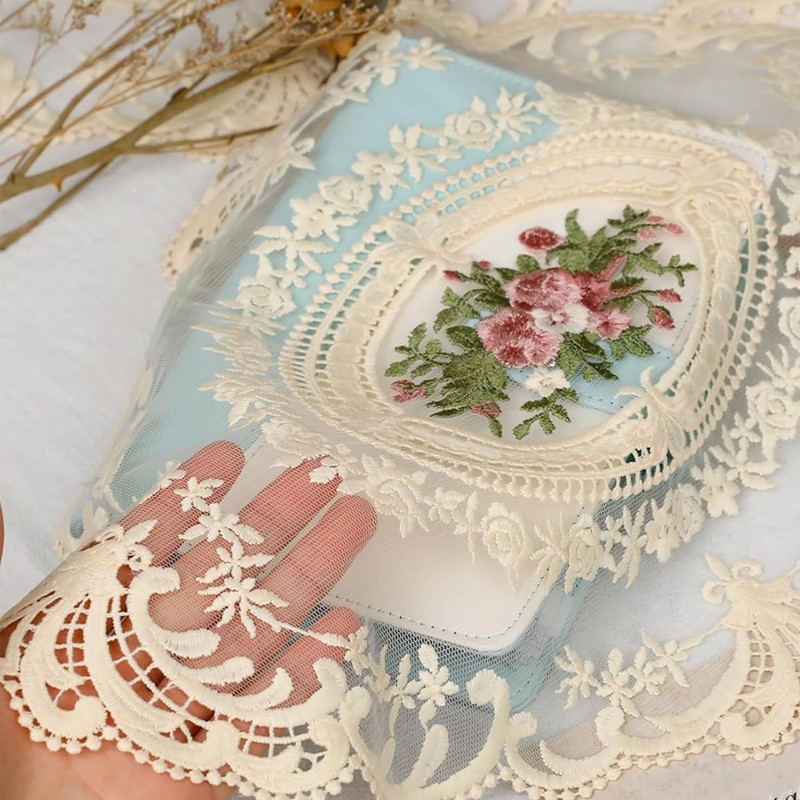AIMALL 4-Pack Vintage Oval Crochet Placemats, Handmade French Lace Doilies,