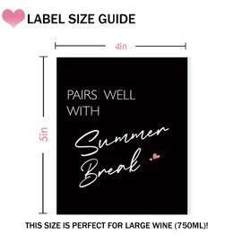 4 Pcs Summer Break Wine Label, Pairs Well with Summer Break Wine Bottle Stickers, New Job Wine Labels, New Beginning Fresh Start Wine Labels, New Home Party Decorations Supplies