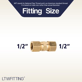 LTWFITTING 1/2-Inch OD Compression Union,Brass Compression Fitting(Pack of 5)