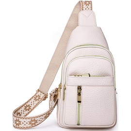 Farcauo Chest Bag for Women Men Crossbody Bag for Women Men Shoulder Bag Chest Bag Sling Bag with Long Straps, # D white crossbody bag for men and women