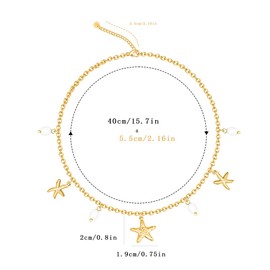 Ctarlitu Shell Necklace For Women 14k Gold Plated Beach Charm Necklace Starfish SeaShell Pearl Pendant Stainless Steel Adjustable Chian For Beach Summer Jewelry