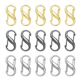 NYGGTYK Pack of 15 Anti-Theft Zip Clips, Replacement Double Buckle for Zip Slider, Zip Lock Clip, Carabiner Clip, Double Ended Carabiner Clip, multicoloured