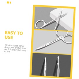 Baluue 2sets Stainless Steel Eyebrow Repair Tools Brow Scissor and Tweezer Kit for Precision Grooming and Eyebrow Trimming Ergonomic Design for Personal Professional Use