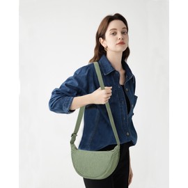 Micmores Shoulder Bag Women's Bum Bag Women's Stylish Nylon Crossbody Bag Women's Crescent Moon Bag Shoulder Bag with Adjustable Shoulder Strap, Y2K Belt Bag for Any Occasion, Green, shoulder bag