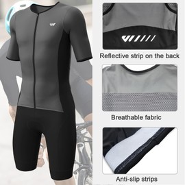 Lo.gas Men's Pro Trisuit Short Sleeve Triathlon Suit for Racing and Triathlon Competitions Triathlon Suit for Men, Grey (buy one size larger), L