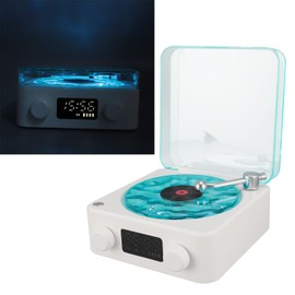 Jiawu Creative Bluetooth Record Player Style Speaker Portable CD Player Looks Like A Turntable Wireless Speaker with Ambient Light Stereo