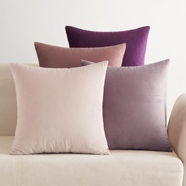 EMEMA Velvet Cushion Cover, 40 x 40 cm, Cushion Cover, Decorative Couch Cushion, Set of 4, Decorative Cover, Sofa Cushion Cover for Living Room, Bedroom, Office, Purple Series