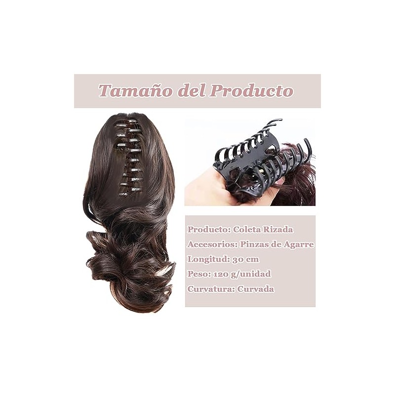 2 Pzs Extensiones de Cabello,40CM coleta postiza cabello natural(Castaño chocolate)