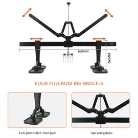 GRAUTOSPOT 870mm Four-Legged Car Dent Pull Lever Bar Kit 6 Claw Hook Puller Rings Aluminum Auto Body (Black)