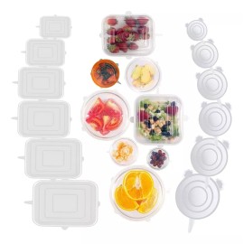 SANBREVE Tapas Reutilizables Herméticas De Silicona Flexible 12 Pzas