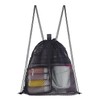 Luxiremi Mesh Bag Drawstring Storage Backpack Black Mesh Beach Bag