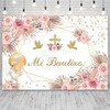 AIBIIN 7x5ft MI BAUTIZO Photography Backdrop Angle God Blessing Pink