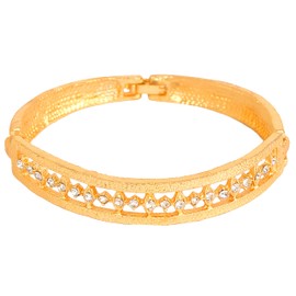 Touchstone Indian Bollywood Enchanting Sleek Bracelet Hand Crafted Rhinestone in Gold Tone for Women, One Size, Rhinestone, no gemstone