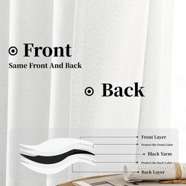 KangBang Pure White Blackout Curtains 90 Inch Length for Bedroom, Light Blocking Hook Belt Pleated Back Tab Soft Thick Linen Curtains for Living Room Nursery 52 Inch Wide by 90 Inch Length,2 Panels
