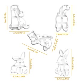 3 Pieces Kitten Molds and 2 Pieces Rabbit Molds, Cartoon Plastic Molds, Embossing Tools, Cookie Cutters, Kitchen Utensils