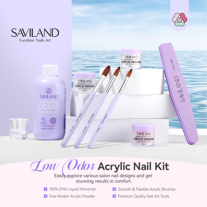 SAVILAND Low-Odor Acrylic Liquid Monomer Kit: Large Capacity Pure EMA