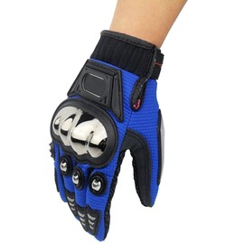 TINTON LIFE® Metal Protective Motorcycle Gloves Full Finger Gloves Summer Motorbike Gloves, Blue Large