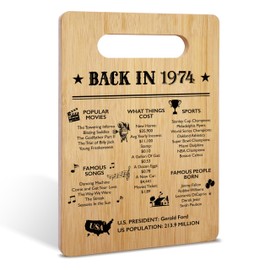 Birthday Gifts For Women Men, 50th Birthday Ideas, Back in 1974 Bamboo Cutting Board, Anniversary Christmas Birthday Gifts For Family Friend, Birthday Party Decorations Favors -26