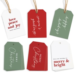 Beautiful Modern Christmas Gift Tags with String, 48 Premium Holiday Labels to Personalize Your Presents & Gift Bags, Elegant Christmas Tags to Spread Joy & Cheer