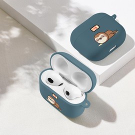 MAYCARI Cute Sloth Case for AirPods 3rd Generation with Keychain, Cartoon Animal Design Protective Soft TPU Cover for Women Girls