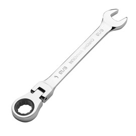 MAXPOWER 9/16 Inch Flexible Gear Wrench, Industrial Grade Ratchet Combination Spanner, Forged Heat-Treated Cr-V Steel 12 Point Flex-Head, SAE