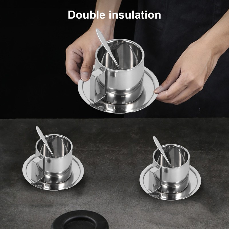 3PCS/Set Insulated Coffee Cup Set Stainless Steel Double Walled Mugs