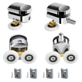 Qikuver Shower Door Rollers, 23mm Diameter Shower Door Rollers Replacement Parts, Fits Glass, 4-6mm, Home Bathroom DIY Spare Parts (2 Upper and 2 Lower Rollers)