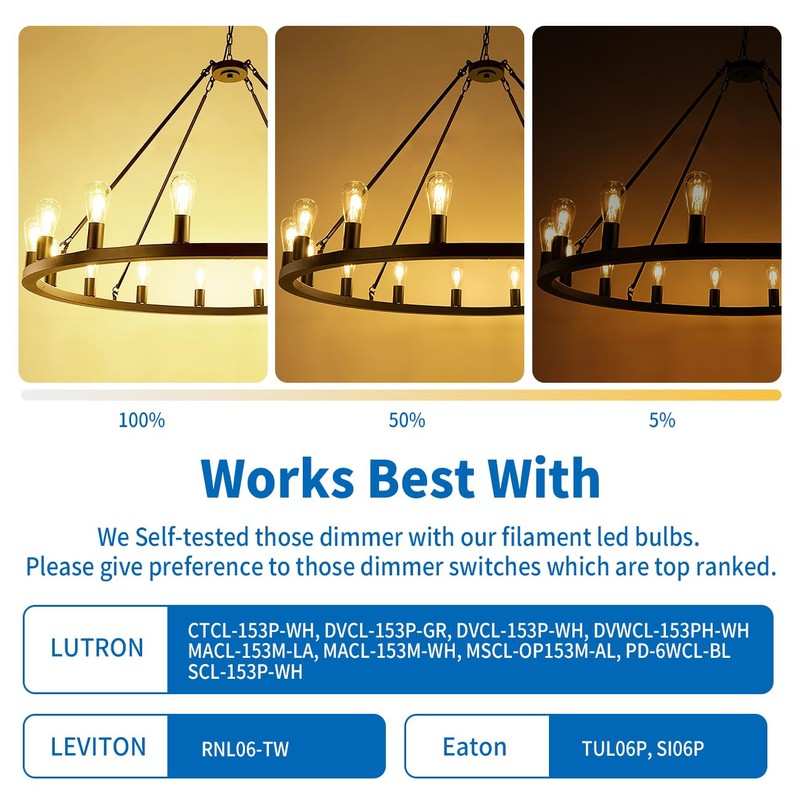 ANWIO Vintage Edison LED Lights ST58/ST19 LED Filament Lights Bulb,