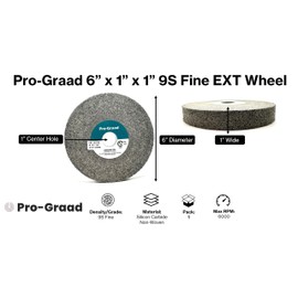 Pro-Graad EXT Deburring Wheel - 6" x 1" x 1" 9S Fine Grit - Silicon Carbide - Metal Deburring, Finishing and Polishing Wheel – Excels on Titanium, Stainless & Tough Alloys - Convolute - (1 Pack)