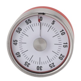 Mechanical Countdown Timer 60 Minute Magnetic Stainless Steel Visual Kitchen Timer for Cooking Kids Study Red