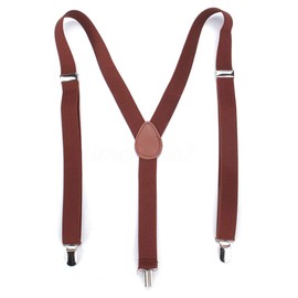 Boolavard Mens's/Women's Long Y-Style Braces with 3 Clips, Elastic, Slim, Plain and Colourful with Various Motifs - brown