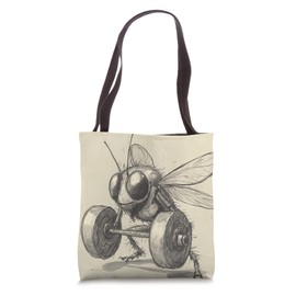 Abstract Wimpy Fly Lifting Barbell Weights Gym Bug Fit Art Tote Bag