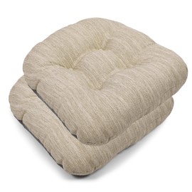 baibu 14×14 Metal Dining Chair Pads with Ties Set of 2, Super Soft Kitchen Chair Cushions Bar Stool Cushions with Non-Slip Bottom - 2 Cushions only (Beige, 14×14×2.5in)